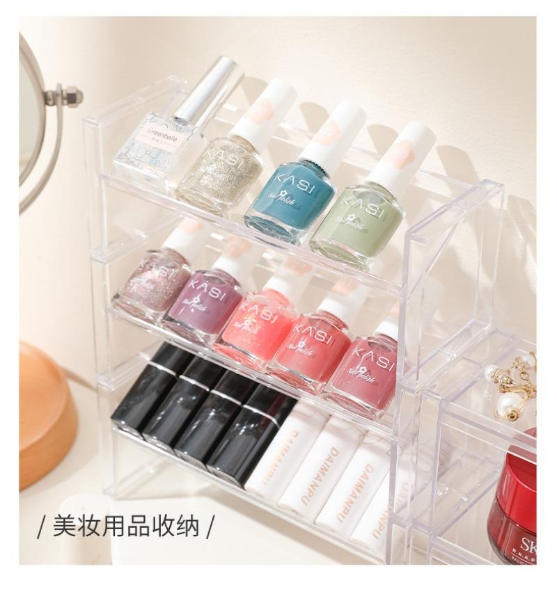 Product Introduction of Desktop transparent storage rack can be stacked with cosmetics sorting rack, badge display rack, jewelry lipstick storage rack 10