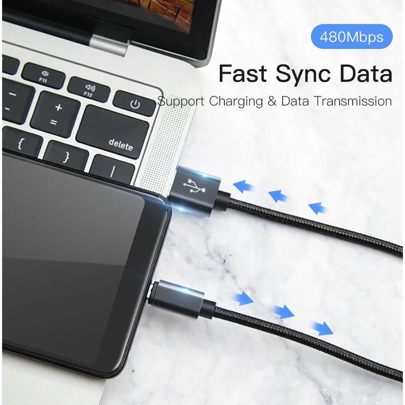 2.4A Fast Charging Nylon Braided Data Cord Fast Charge Data Cable Micro/Type C 1M/0.3M Nylon Braided USB Cable 3