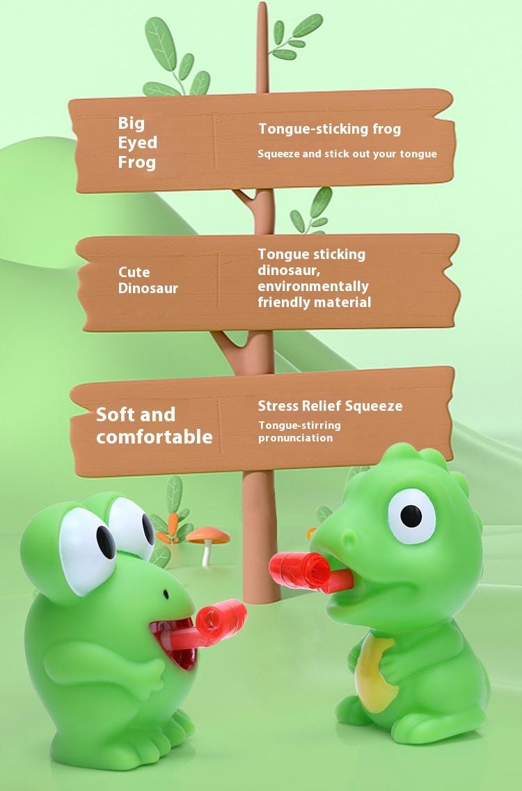 Product Introduction of Tongue sticking frog pinching fun decompression dinosaur creative funny bb sound rebound vent new unique decompression toy 8
