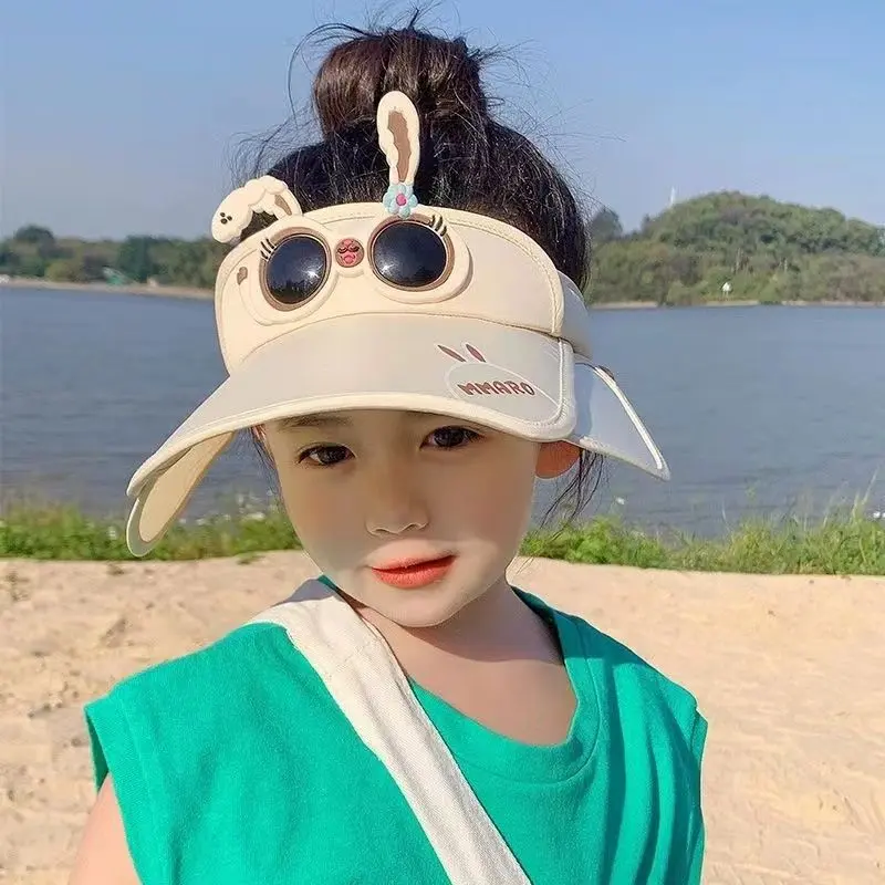 2025[1498 People Collection] Children Cartoon Air Top Sun Protection Hat Cover Face Little Girl UV Protection Summer Baby Boy Sun Protection Spring Outing Summer Hat