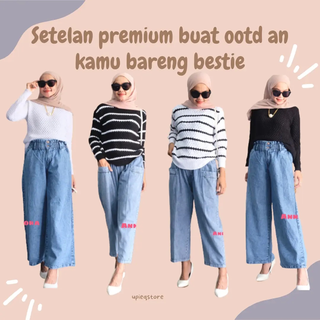 Setelan Celana Jeans wash atasan rajut Samsan set