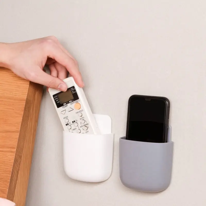 Wall Mounted Storage Box Mobile Phone Plug Holder Stand Rack Remote Control Storage Organizer Case For Air Conditioner TV tiktok  shop  back  to  school