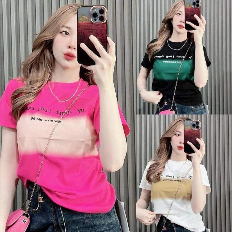  B52_ Áo thun nữ  FOM VỪA  in loang kiểu chữ 