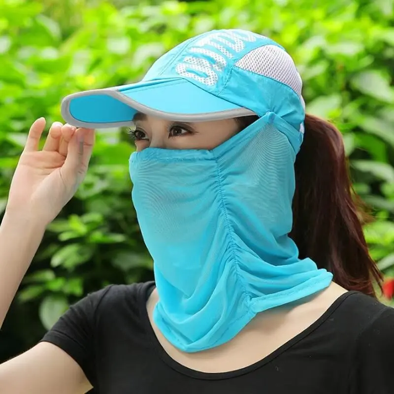 Mũ Chống Nắng, Ngoài Trời, Có Che Mặt, Dành Cho Nam Và Nữ, Có Thể Gập Lại, Thời Trang, Chống Tia UV, Thích Hợp Cho Mùa Hè, Đạp Xe, Đi Bộ Đường Dài, Câu Cá, Mũ Chống Nắng, Có Mặt Nạ Có Thể Tháo Rời, Thoáng Khí, Mũ Mỏ Vịt Muỗi, Chống Nắng Phẳng Cổ