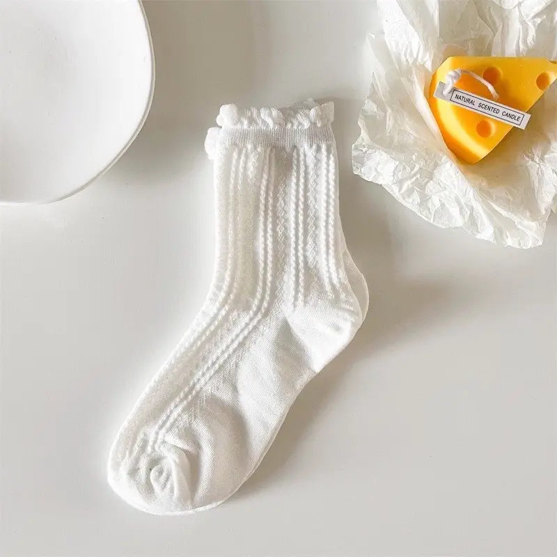 Tất nữ trắng phong cách vintage nhẹ nhàng Cotton Cotton Women 0