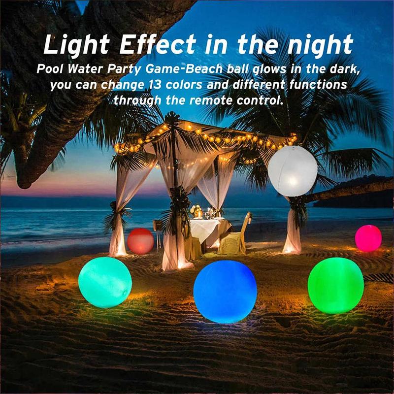 Bóng Bãi Biển LED, Chất Liệu PVC, Đèn Phát Sáng, Bóng Nước, Thích Hợp Cho Buổi Hòa Nhạc Ngoài Trời Và Tiệc Tùng, Bóng Trang Trí Đầy Màu Sắc, Đồ Chơi Bờ Biển Ngoài Trời, 1 Cái 1