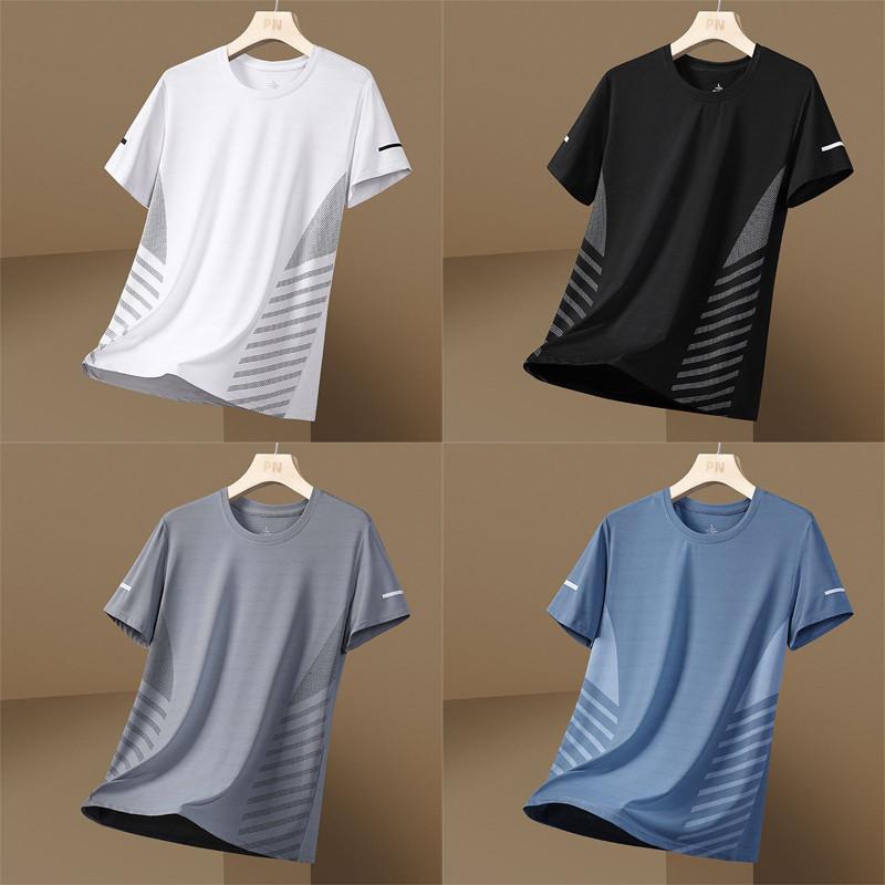 Product Introduction of Men's Dri-fit Shirt Fashion Quick-Dry Solid Color Ice Silk Mesh T Shirt Summer Cool Short Sleeve Casual Dri-Fit Basic Tops for Men 3