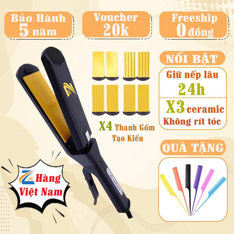 Máy Làm Tóc Đa Năng Zlife Z1059 Có Thể Thay Bản 4 Trong 1 (1 Bản Duỗi+3 Bản Dập Xù) Máy Duỗi Ép Là Thẳng Uốn Cụp Dập Xù Sử Dụng Dễ Dàng, Nhanh Chóng, Tiện Lợi Tại Nhà