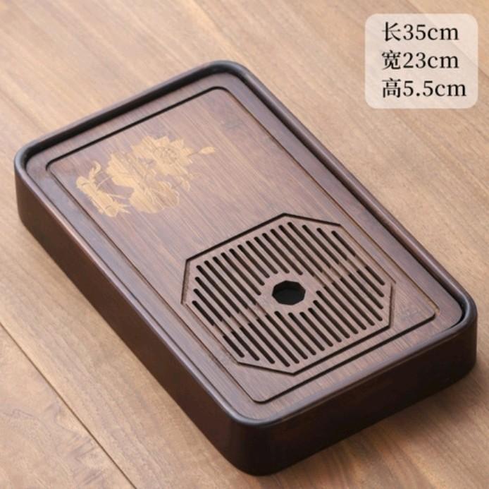 khay trà gỗ nguyên khối sai nhỏ 28x18x6 cm điêu khắc bông hồng trên mặt khay 2