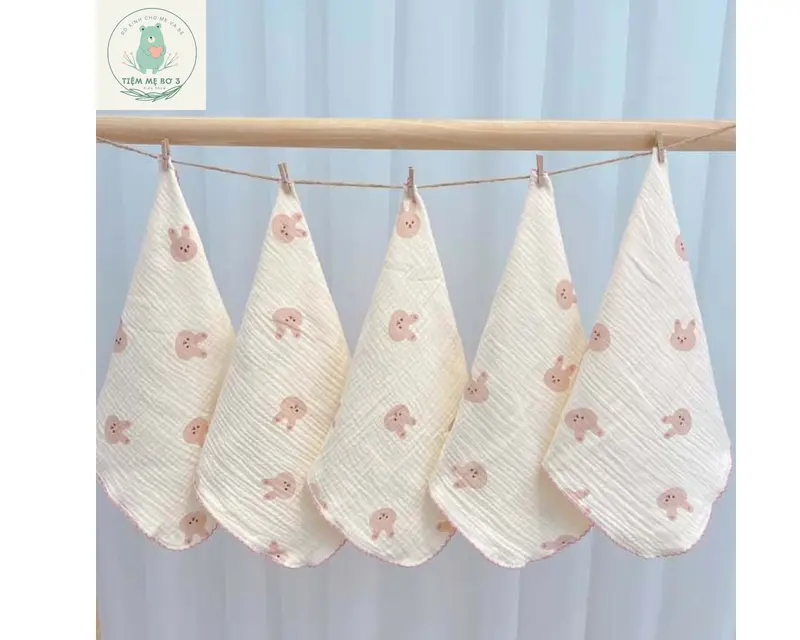 [Tặng yếm] Set 10 cái khăn sữa 4 lớp size 28x28cm vải xô muslin cao cấp cho bé 2