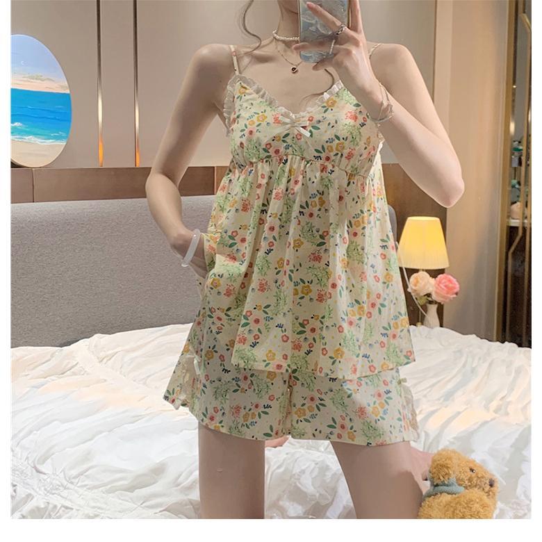 Bộ Đồ Ngủ Mùa Hè, Phong Cách Cổ Điển, Dây Treo Hoa Nhỏ Có Đệm Ngực, Dành Cho Nữ, Người Có Ảnh Hưởng Trực Tuyến, Nhóm Mua Hàng Tiktok, Thích Hợp Mặc Nhà Thế Hệ Nho Áo Women Nhung 5
