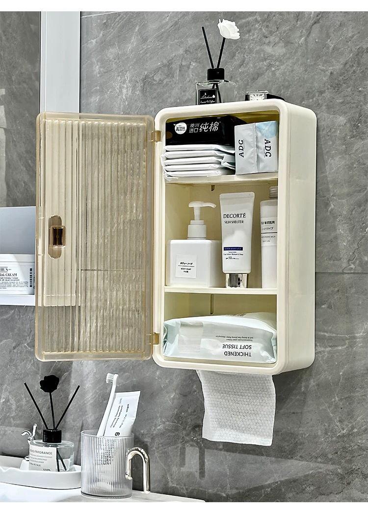 Product Introduction of Wall-mounted Storage Box Bathroom Organizer Wall Shelf Makeup Storage Cabinet for Cosmetics and Toiletries 9