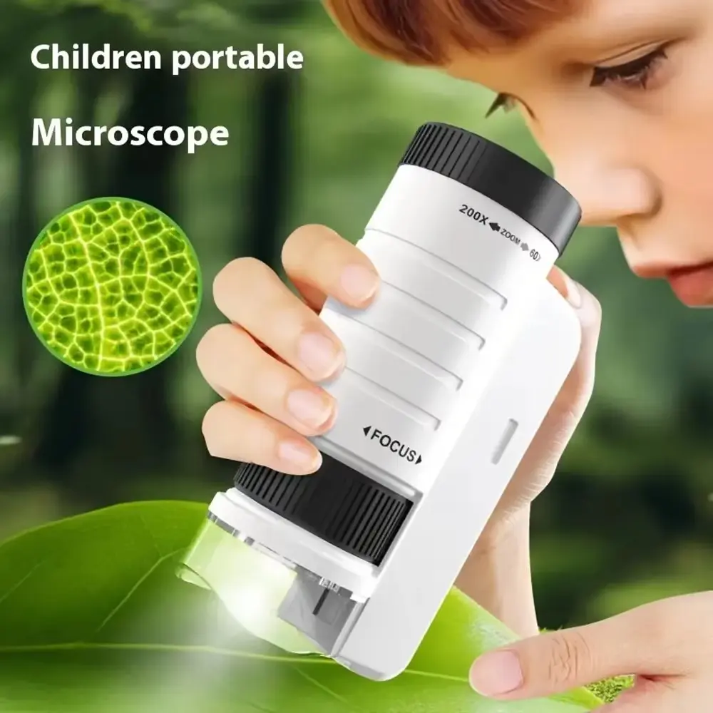 Stem Education 60-200x Magnification Pocket Microscope Battery Powered ...