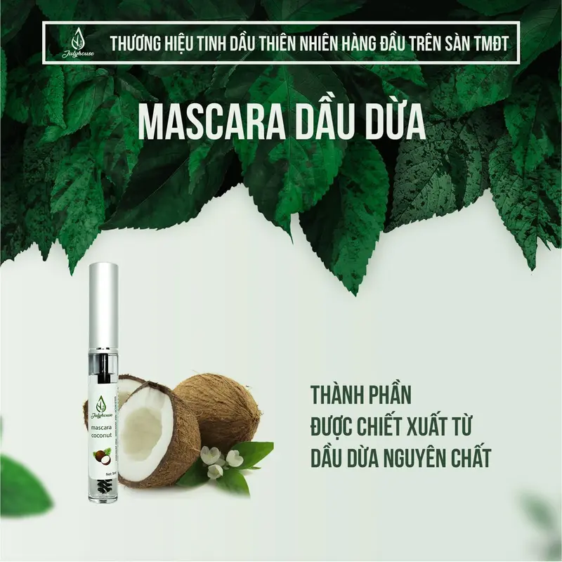 Mascara dưỡng mi giữ ẩm, dài mi từ dầu dừa nguyên chất 5ml JULYHOUSE - AZAGO 1
