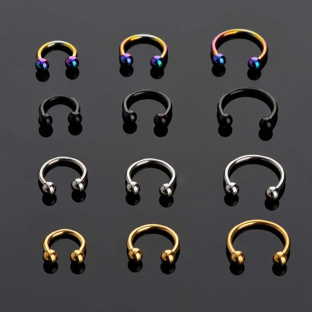 Septum Punk 1 Pcs Stainless Steel Ball Circular Stud Earrings Body Piercing Nose Rings Jewelry Lip Rings