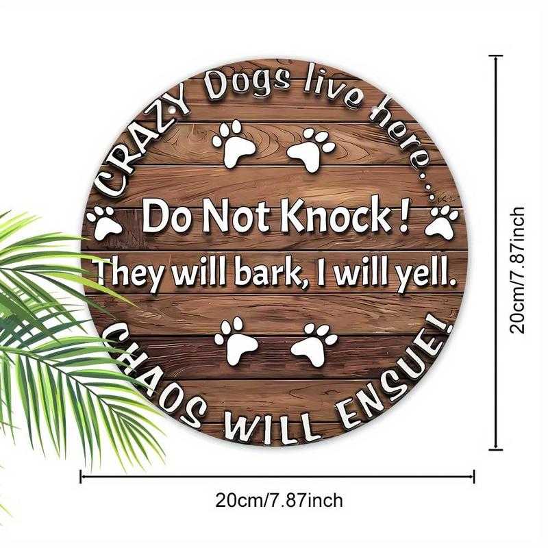 Dog Paw Pattern Wooden Hanging Sign, Crazy Dogs Live Here Hanging Ornament, Funny Hanging Decoration for Home Garden Party, Home Decor 1