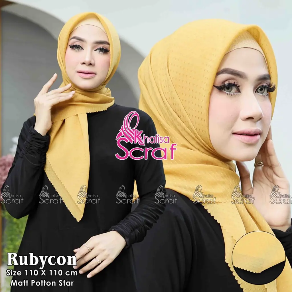 Segi Empat Rubycon Khalisa Scraf/ Jilbab Sekolah Segi Empat Lasercut Terbaru Bahan Vinney Premium Muslim Lembut