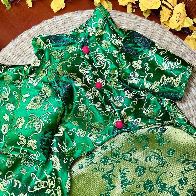 Áo Dài Gấm Tết Cho Chó Mèo ( Không Có Quần ) 7