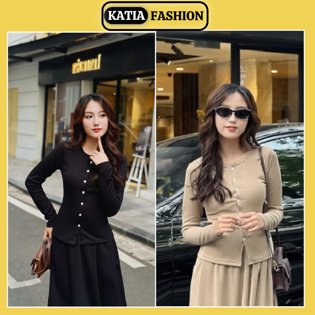 Áo cardigan len mỏng cúc trước form nhỏ dễ phối đồ cho nữ - Women Top Màu Đen Voi