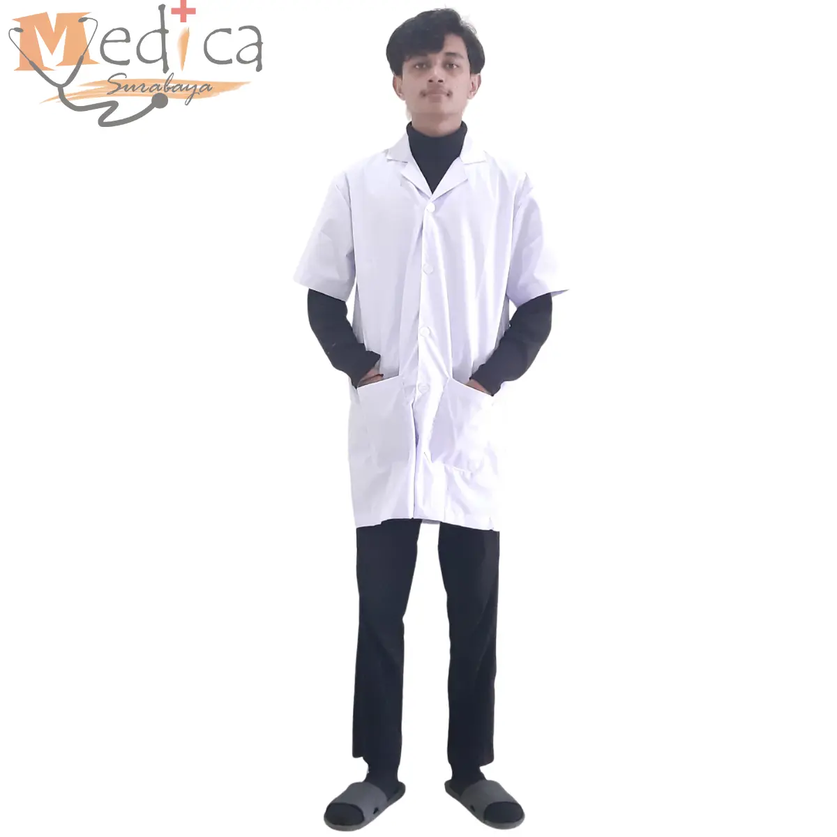 Jas Laboratorium Lengan Pendek /Jas PratikumJas Lab  Polos Bahan Oxford Baju Putih