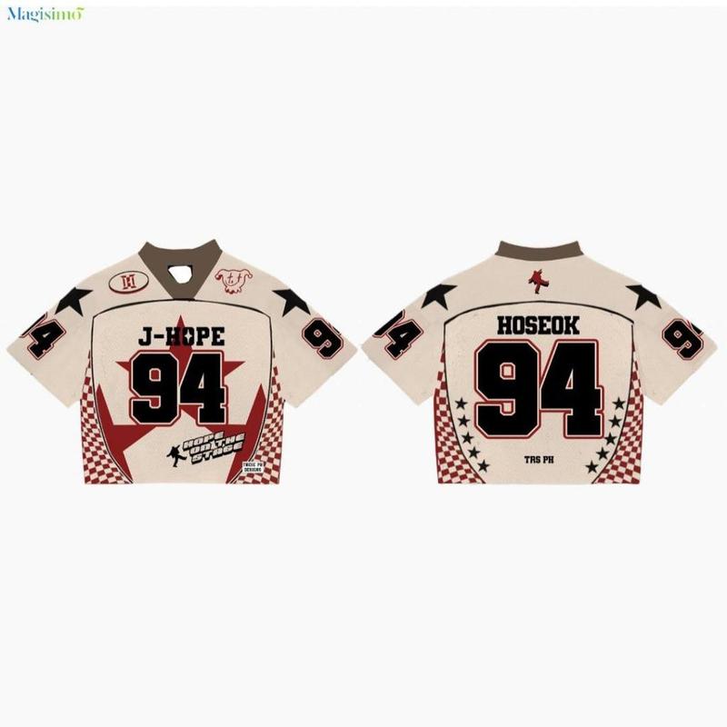 Áo Thi Đấu, Cùng Phong Cách J-Hope, Jersey Hàn Quốc Mỹ, Áo Thi Đấu Hợp Xu hướng Mới, Jersey Bóng Đá Đường Phố, Có Thể Tùy Chỉnh Tên Và Số, Thời Trang Mới, Ngắn Tay, Vải Lưới Thoáng Khí, Áo Thun Đồ Quần Áo Thể Thao, Unisex 7