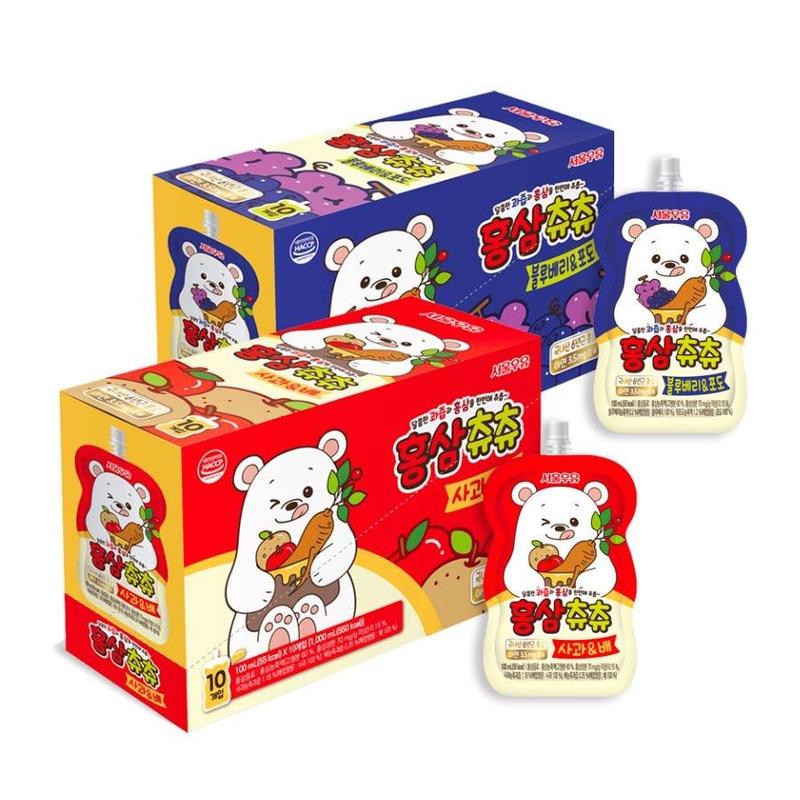 Nước Hồng Sâm Hàn Quốc Chu Chu, Hộp 10 x Gói 100ML