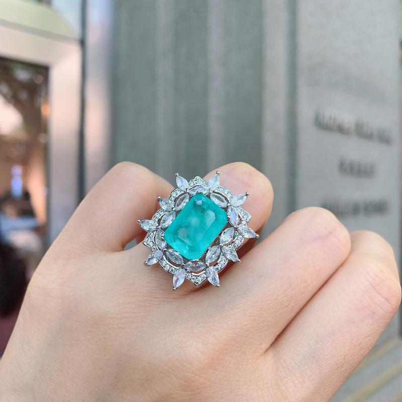 Product Introduction of Sterling Silver Needle Popular Jewelry Accessories Paraiba Necklace Emerald Earrings Ring 24