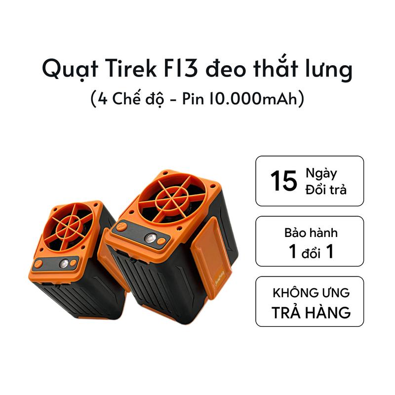 Quạt Mini Đeo Thắt Lưng Tirek F13 - Quạt Làm Mát Lưng. Chạy Liên Tục 12-48h. Tích Hợp Sạc Dự Phòng 10000mAh. BH 6 Tháng - Tặng Dây Đeo Thắt Lưng