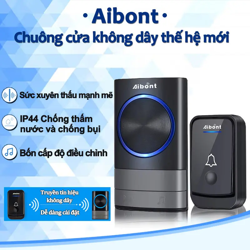 Chuông Cửa Không Dây Thông Minh,Chuông Báo Động Cho Người Già,Chống Nước,Khoảng Cách 300m,52 bài hát