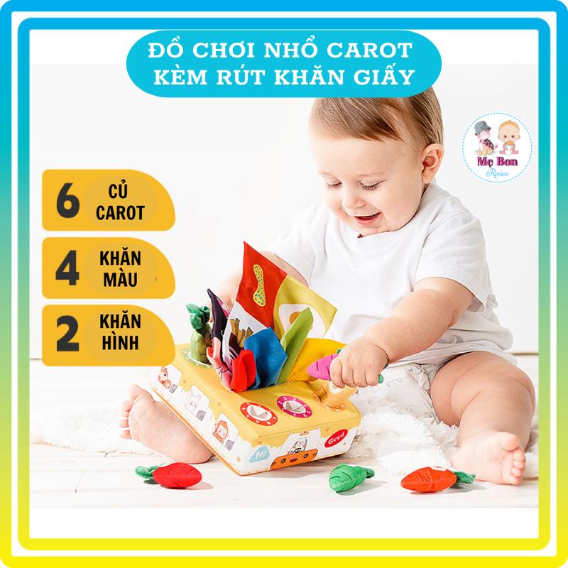  Hộp khăn rút giấy vải và nhổ cà rốt cho bé đồ chơi giáo dục sớm Montessori giúp phát triển kỹ năng cần thiết dochoi 