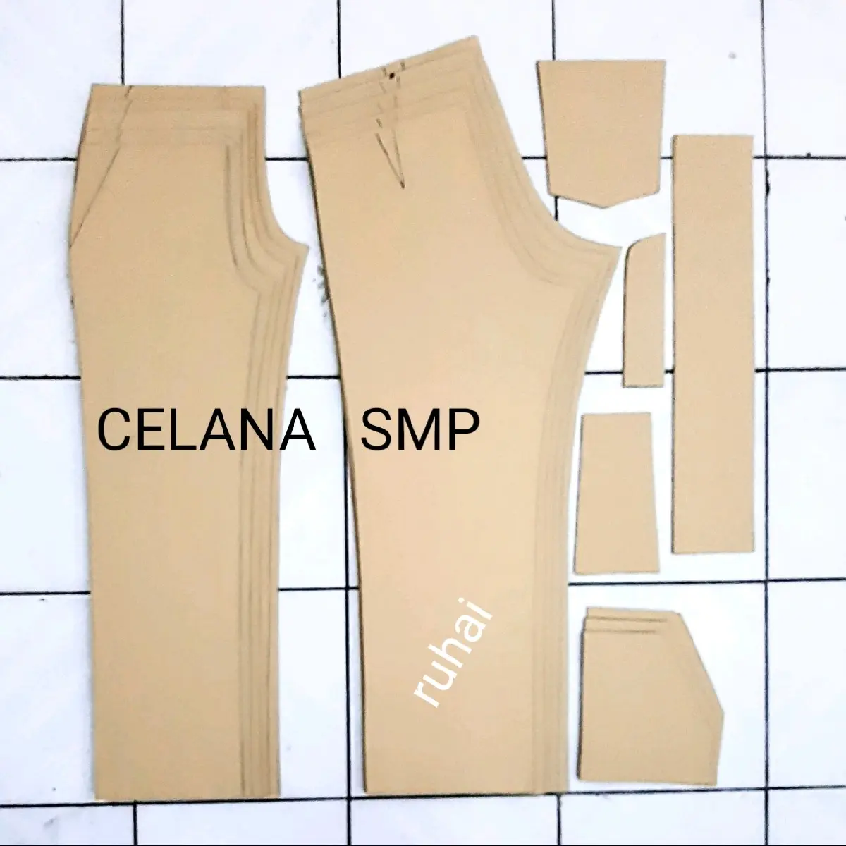 pola celana SMP/pola seeagam SMP satu set isi 5 ukuran size S M L XL XXL