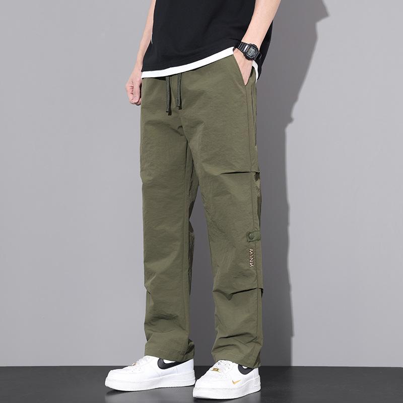 Spring and Summer New Trend Overalls Men's Comfortable and Loose Umbrella Soldiers Quick-Drying Straight Mop Casual Pants for Boys 1