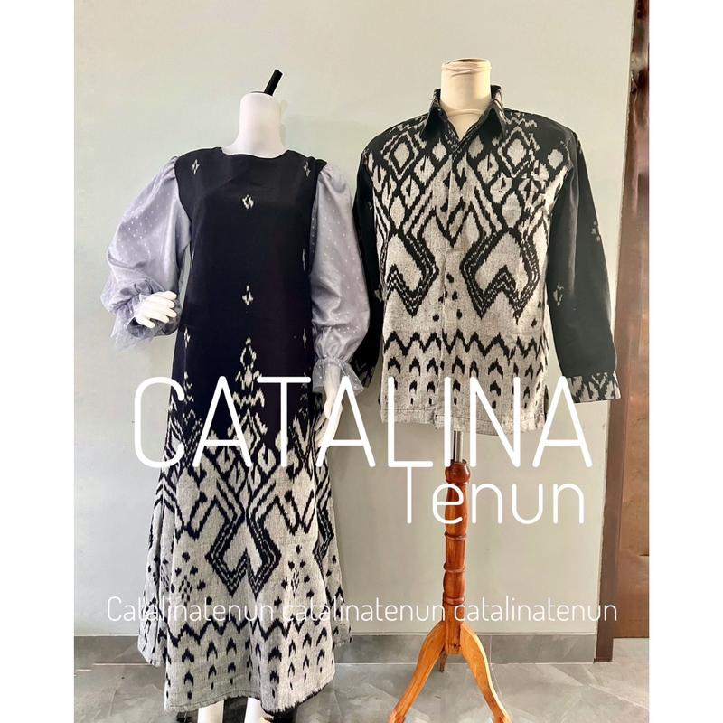 BAJU TENUN COUPLE TENUN RUBY DRESS KEMEJA TENUN PRIA Pasangan BAJU KONDANGAN TENUN COUPLE CATALINATENUN Kombinasi Satin 7