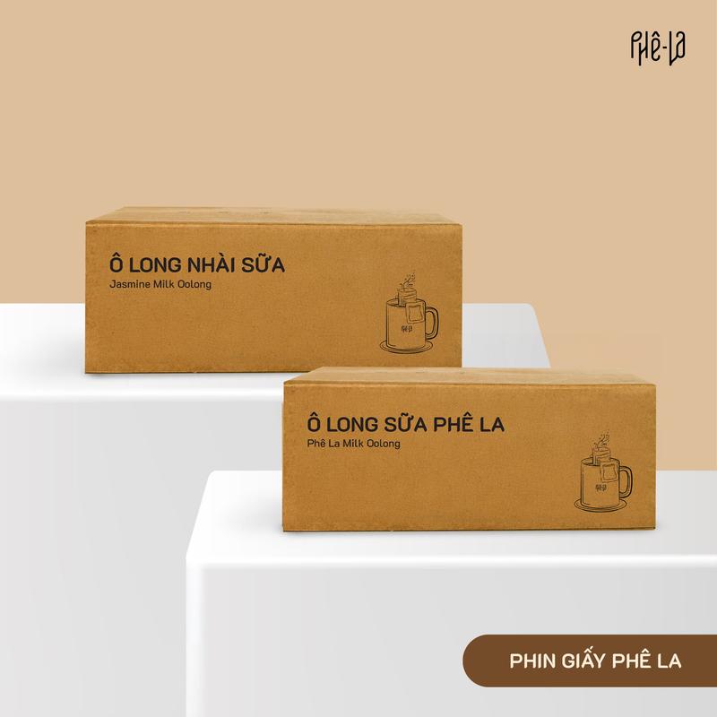 SET Phin Giấy Trà sữa Ô Long phin giấy - Phê La - Hộp 10 gói x 10gr Hữu cơ