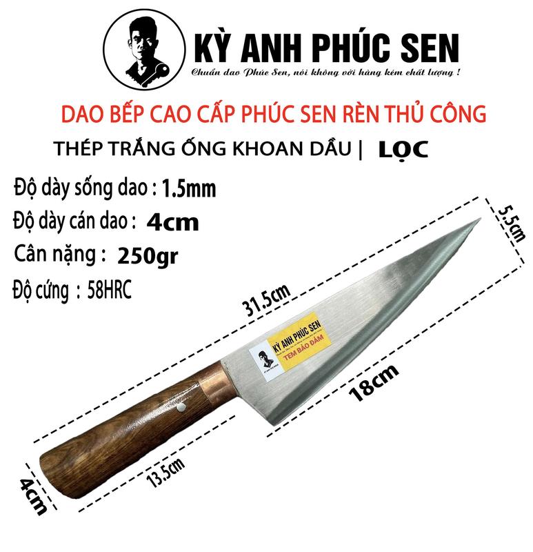 Dao bếp phúc sen thép trắng không gỉ lọc chuyên Thái gọt lọc thịt rau củ