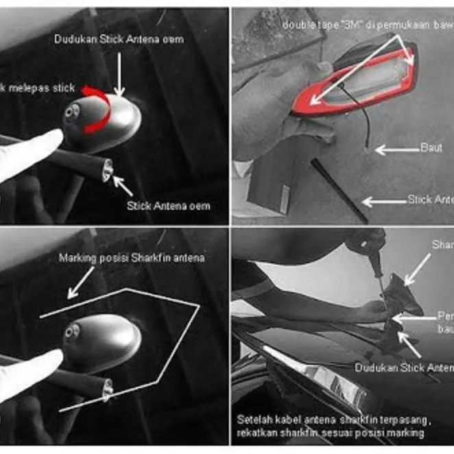 Antena Sirip Hiu Hybrid Shark Fin Js Racing Mobil All New Avanza Xenia 2022 Up Baut Car 3