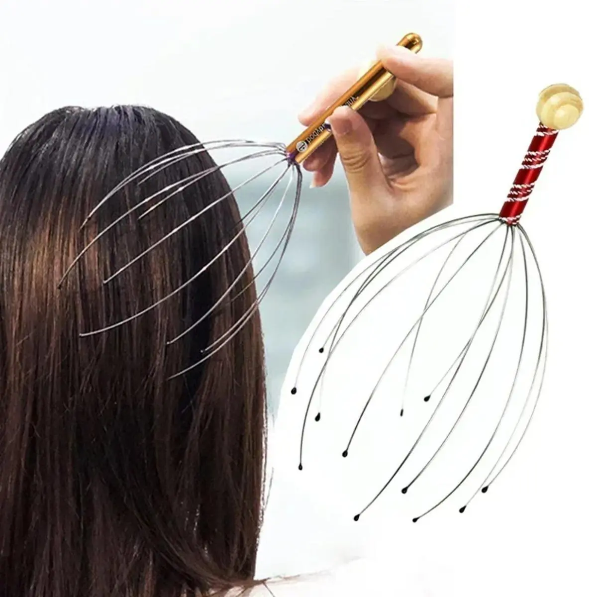 1Pcs Head Relaxing Massager Claw Head SPA Scalp Neck Stress Relief Octopus Massage Release Head Physician Steel Ball Massager