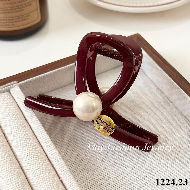 Cặp Tóc, Kẹp Tóc Đỏ Đính Ngọc Trai  • Mây Fashion Jewelry - 1224.23
