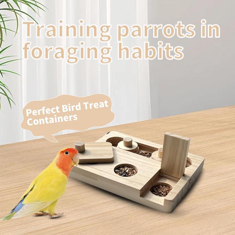 TikTok Shop Wooden Bird Foraging Puzzle Toys Parrot Enrichment Toys for Parrots Parakeet Cockatiel Sun Conures Caique Cockatoo Small Pet Interactive Mental Enrichment Foraging Toys