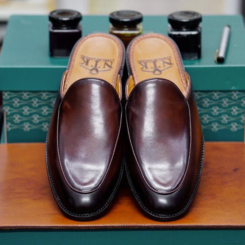 Sục Nam trơn màu nâu coffee đế gỗ phíp cao cấp  chất liệu da bò nhập khẩu Đồng DéP Cao Su