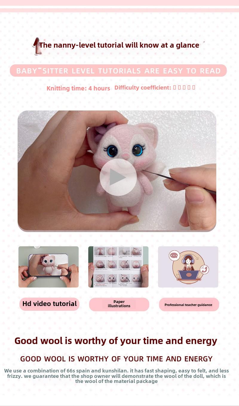 Product Introduction of Wool Felt Poking Fun Cute Animal Bunny DIY Craft Kit Doll Birthday Gift Keychain Student Adult Handmade Toy 1
