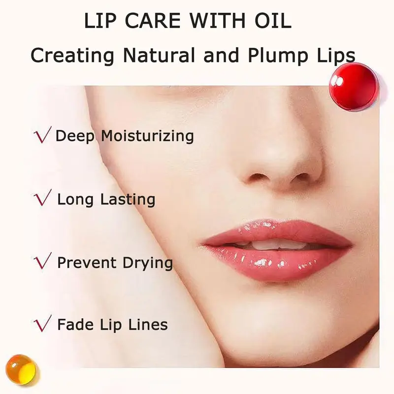 Long Lasting Lip Plumper Oil, 2 Counts/set Moisturizing Lip Plumper, Glossy Lip Glaze Stick, Plumping Lip Oil Lip Stick for Girls & Women 5