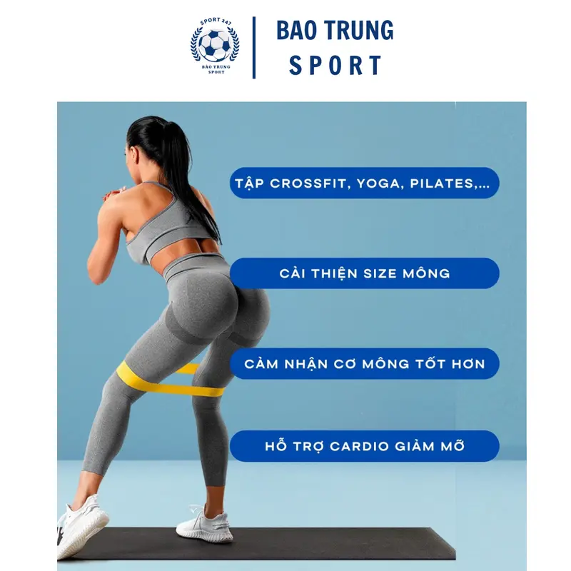 Dây Kháng Lực Tập Mông - Đùi , Dây Cao Su Kháng Lực , Dây Mini Band Aolikes Cầu Lông,tennis,pickleball 7