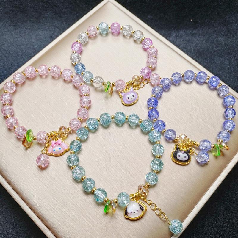 Vòng tay pha lê Sanrio hoạt hình dễ thương cho nữ Vòng tay thiết kế thích hợp cho học sinh Vòng tay đa năng