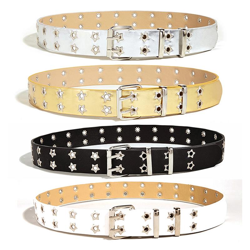 Product Introduction of Punk Style Star Double-Breasted Belt Waist Strap Hollow Out Pu Leather Jeans Decorative Fashion Waistband 24