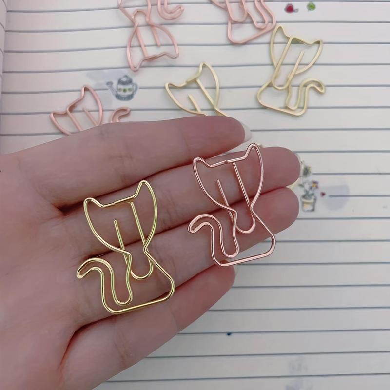 Product Introduction of Cute Cat Kitten Shaped Metal Paper Clip, 10pcs Cartoon Little Cat Bookmark for Notebooks Sticky Notes for Paperwork, Document, and School Supplies 3