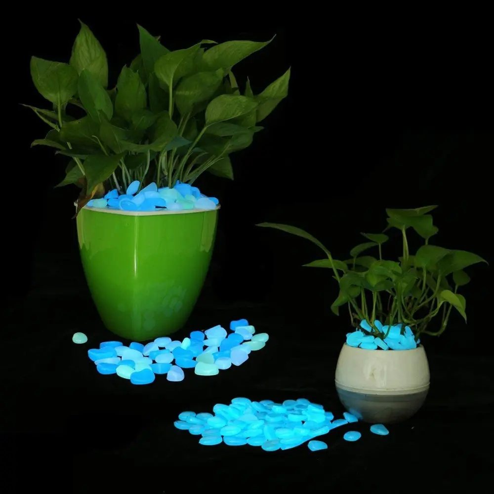 500Pcs Walkways Glow Fish Tank Luminous Stones Colorful DIY Flowerpot Decorative Mini Garden Pebble Night