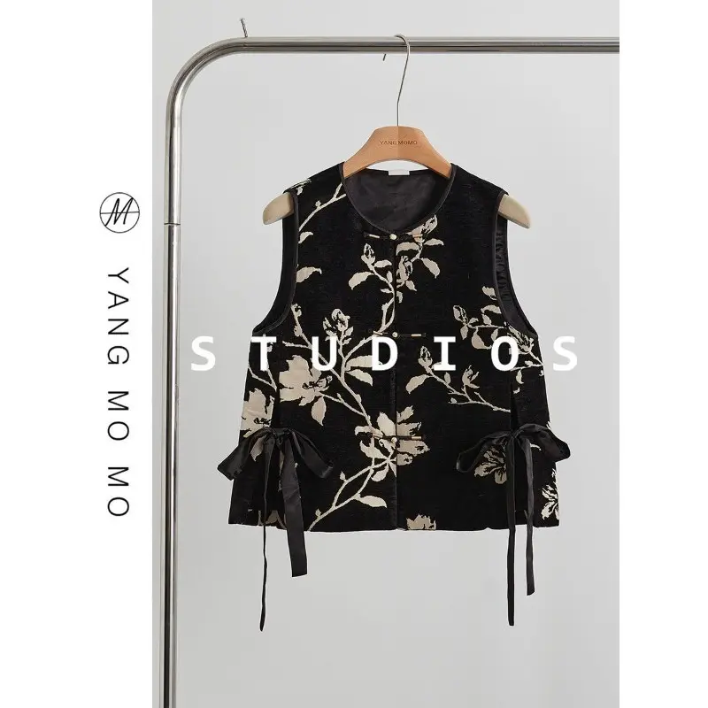 Áo Vest Jacquard Thiền, Phong Cách Trung Quốc Mới, Cao Cấp, Cổ Điển, Thiết Kế Độc Đáo, Thời Trang, Thanh Lịch, Có Thắt Lưng, Dành Cho Nữ 3