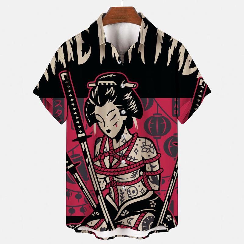 Product Introduction of Summer men's terrifying skull 3D printed shirt, Hawaii Rockabilly Gothic shirt, short sleeved shirt, Harajuku clothing 4
