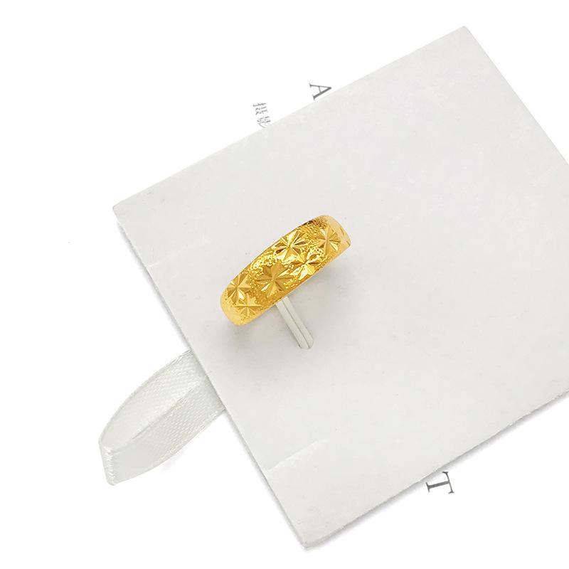 Product Introduction of Vietnam Placer Gold Ring Men's Fufa Fortune Dragon Word Live Mouth Ring Gold Plated Gilded Female Gem Mahjong Couple's Ring 33
